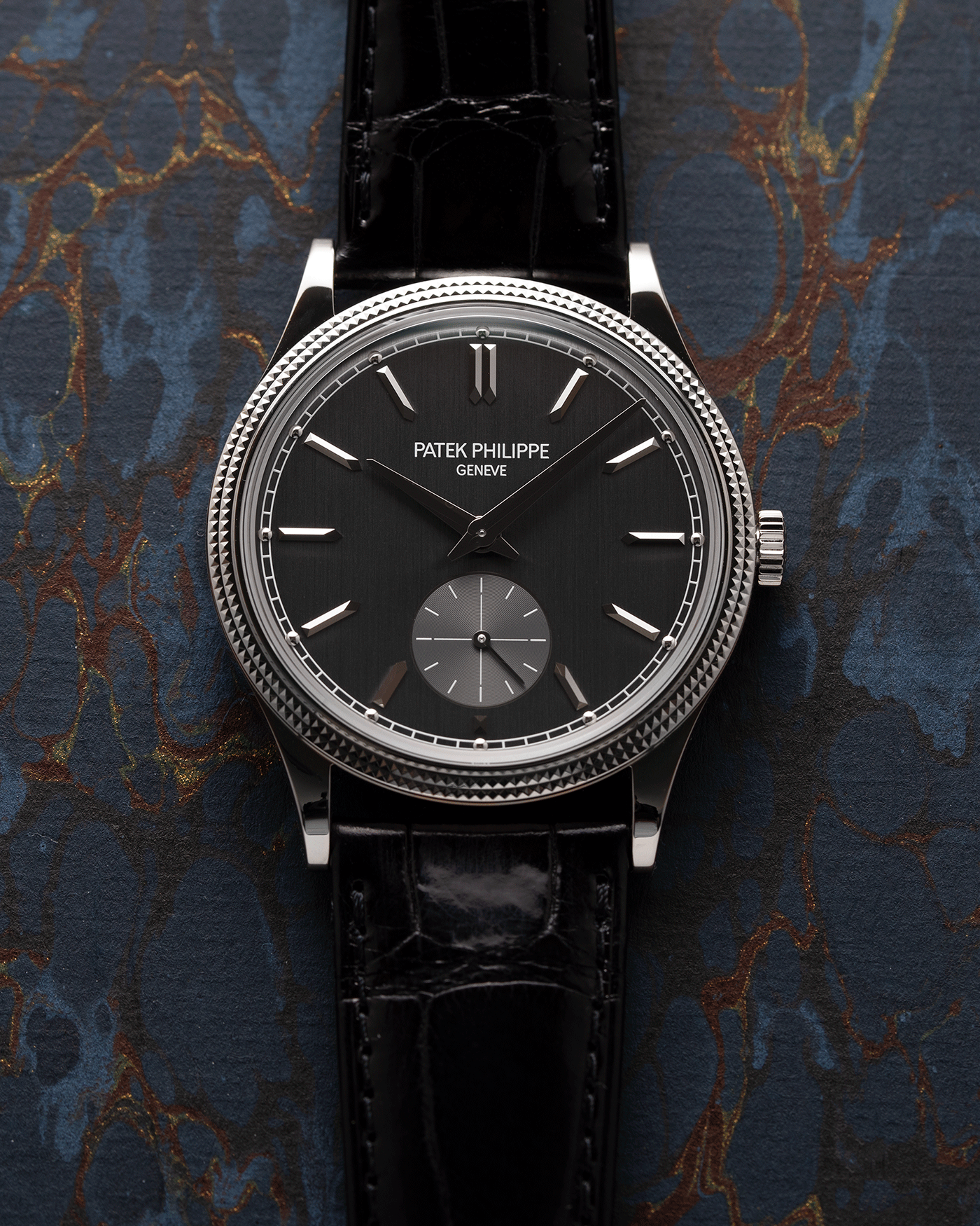 Brand: Patek Philippe Year: 2021 Model: Calatrava Reference: 6119G Material: White Gold Movement: Patek Philippe Cal. 30-255 Case Diameter: 39mm Strap: Patek Philippe Black Alligator Strap with 18k White Gold Patek Philippe Tang Buckle
