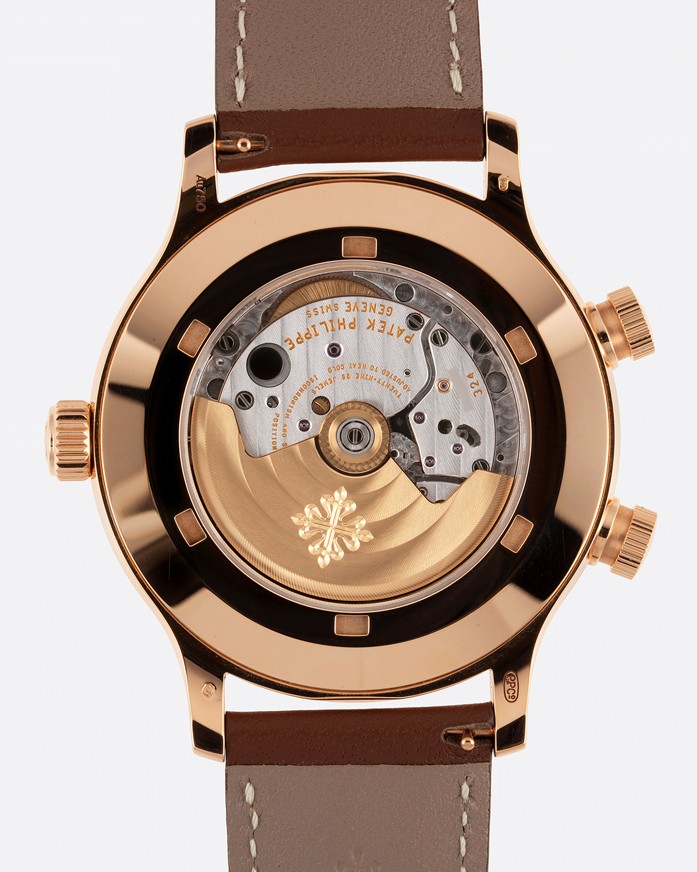 Brand: Patek Philippe Year: 2020 Model: Calatrava Pilot Travel Time Reference: 5524R Material: 18k Rose Gold Movement: 324 S C FUS Case Diameter: 42mm Lug Width: 22mm Strap: Patek Philippe Brown Leather Strap with 18k Rose Gold Buckle