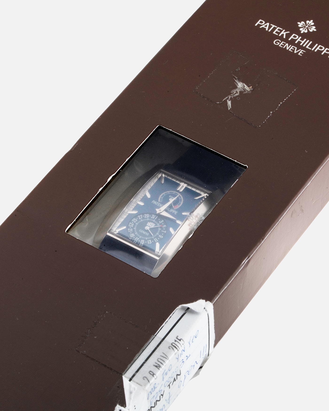 Brand: Patek Philippe Year: 2015 Model: Gondolo 8 Days  Reference Number: 5200G Material: 18k White Gold  Movement: Cal 28-20 REC 8J PS IRM C J Case Diameter: 40mm Bracelet: Patek Philippe Blue Alligator Strap with 18k White Gold Tang Buckle