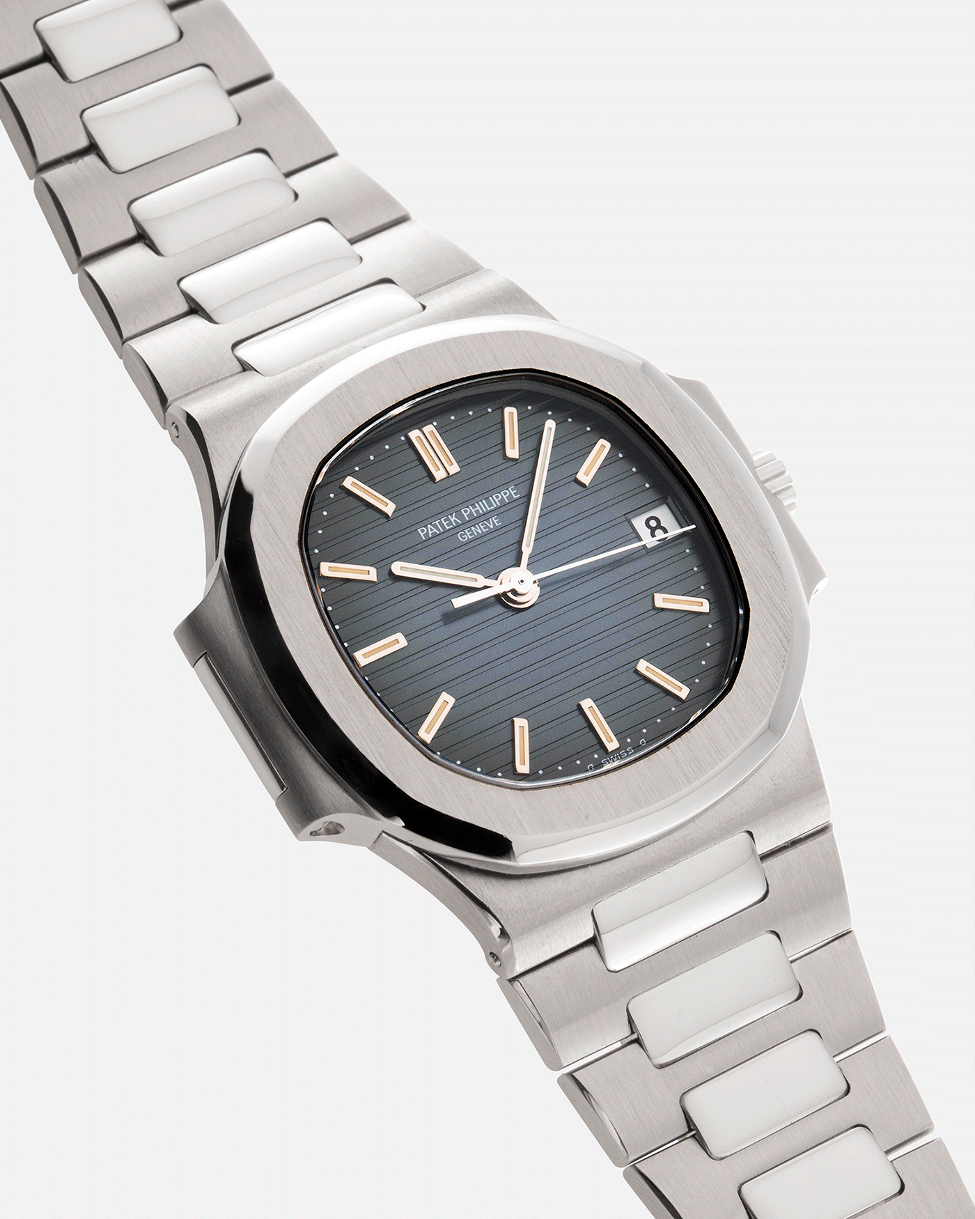 Brand: Patek Philippe Year: 1990’s Model: Nautilus Reference Number: 3800 Material: Stainless Steel Movement: Calibre 335 SC Case Diameter: 38mm Bracelet: Patek Philippe Integrated Stainless Steel Bracelet