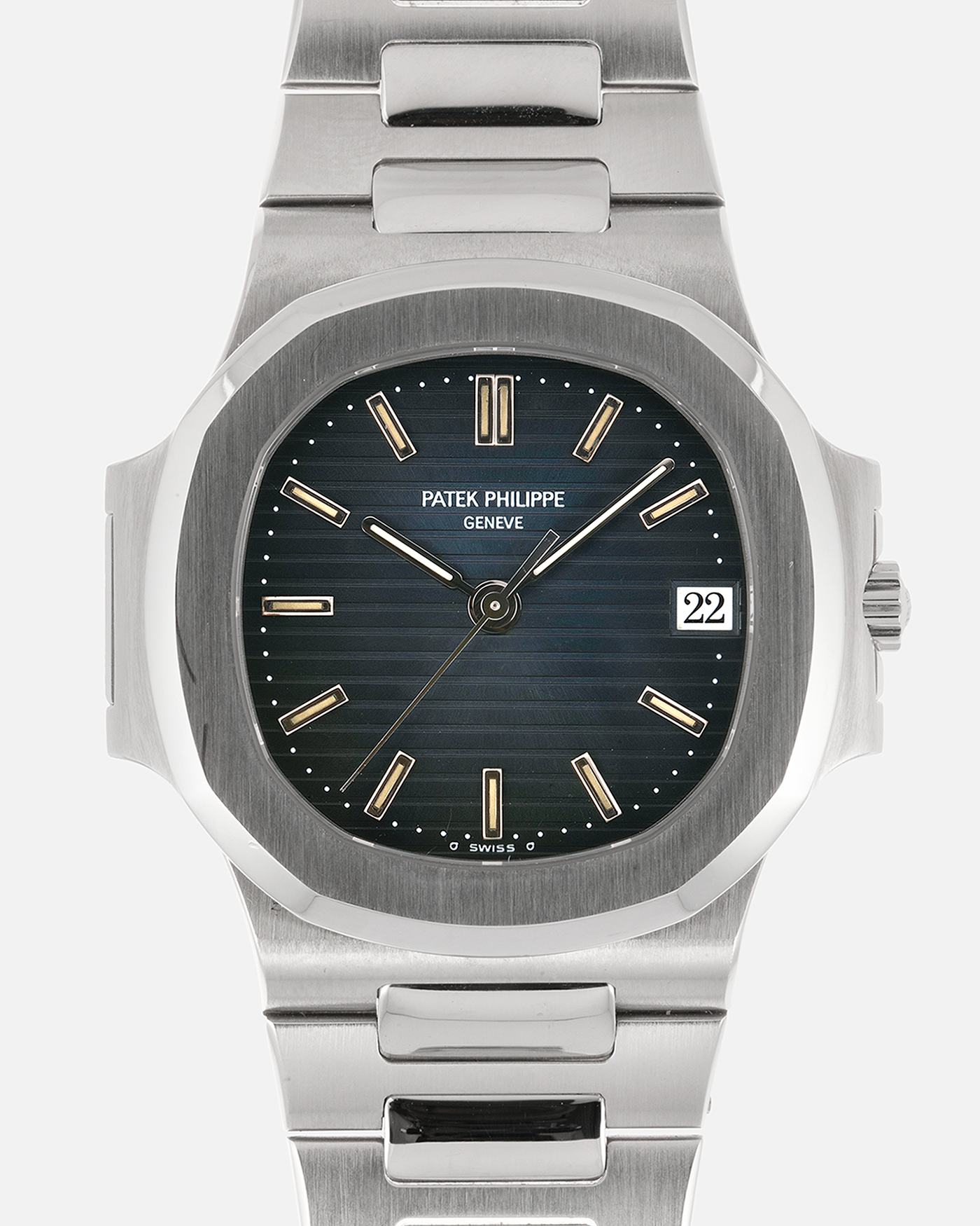 Brand: Patek Philippe Year: 1993 Model: Nautilus Reference Number: 3800 Material: Stainless Steel Movement: Calibre 335 SC Case Diameter: 38mm Bracelet: Patek Philippe Integrated Stainless Steel Bracelet