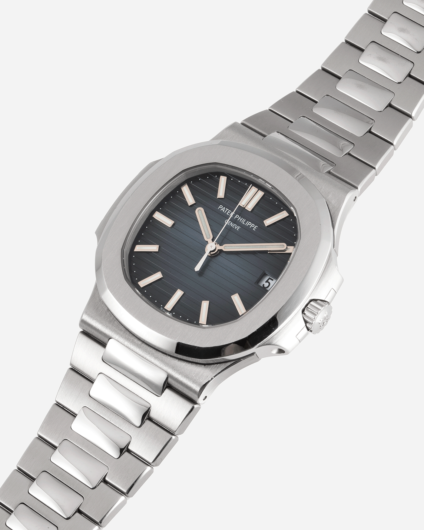 Brand: Patek Philippe Year: 2014 Model: Nautilus Reference Number: 5711A Material: Stainless Steel Movement: Calibre 324SC Case Diameter: 40mm Bracelet: Patek Philippe Integrated Stainless Steel Bracelet