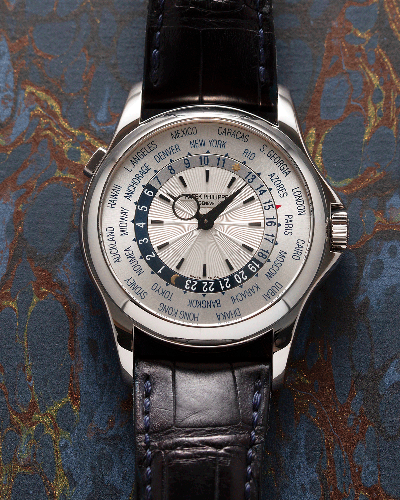 Patek Philippe World Time 5130G White Gold Watch S.Song