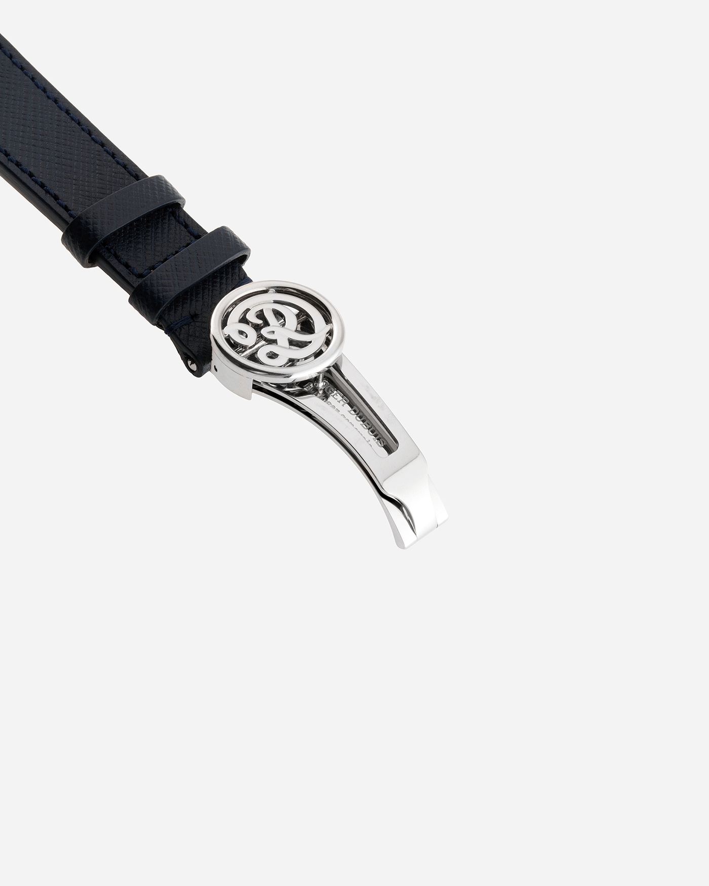 Brand: Roger Dubuis Year: 2000’s Model: Hommage 37 Perpetual Calendar Material: 18k White Gold Movement: Cal RD 5739 Case Diameter: 37mm Strap: Molequin Navy Blue Textured Calf with 18k White Gold Roger Dubuis Deployant