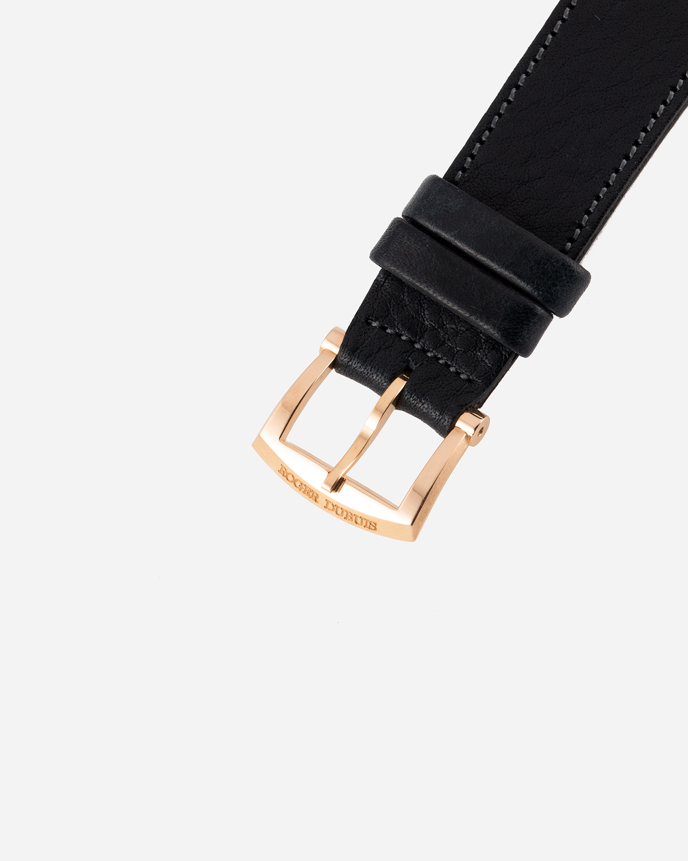 Brand: Roger Dubuis Year: 1998 Model: Sympathie 34 Material: 18k Rose Gold Movement: Cal RD 57 Case Diameter: 34mm Strap: Navy Blue Accurate Form Japanese Calf Leather and 18k Rose Gold Roger Dubuis Tang Buckle