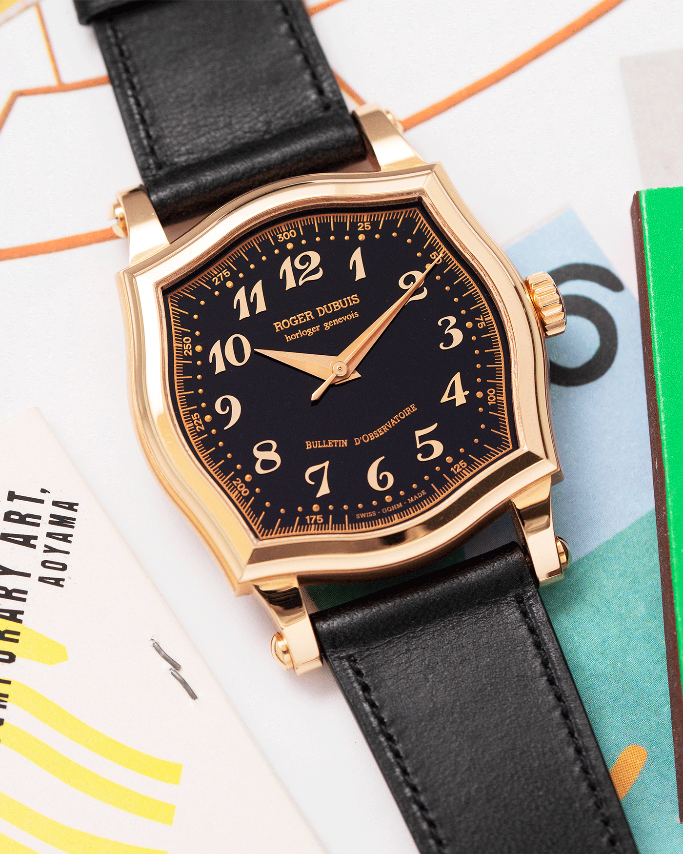 Brand: Roger Dubuis Year: 2000’s Model: Sympathie 37 Material: 18k Yellow Gold Movement: Cal RD 57 Case Diameter: 37mm Strap: Nostime Black French Calf Leather and 18k Yellow Gold Roger Dubuis Tang Buckle
