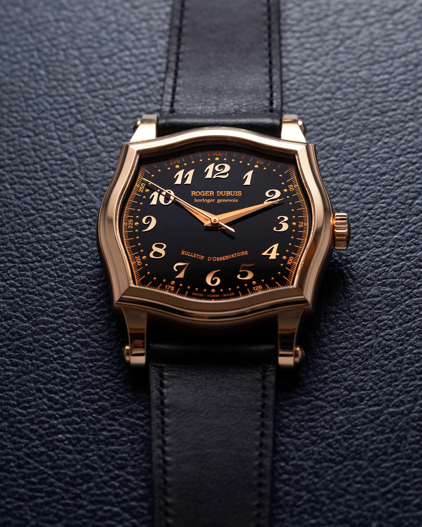 Brand: Roger Dubuis Year: 2000’s Model: Sympathie 37 Material: 18k Yellow Gold Movement: Cal RD 57 Case Diameter: 37mm Strap: Nostime Black French Calf Leather and 18k Yellow Gold Roger Dubuis Tang Buckle