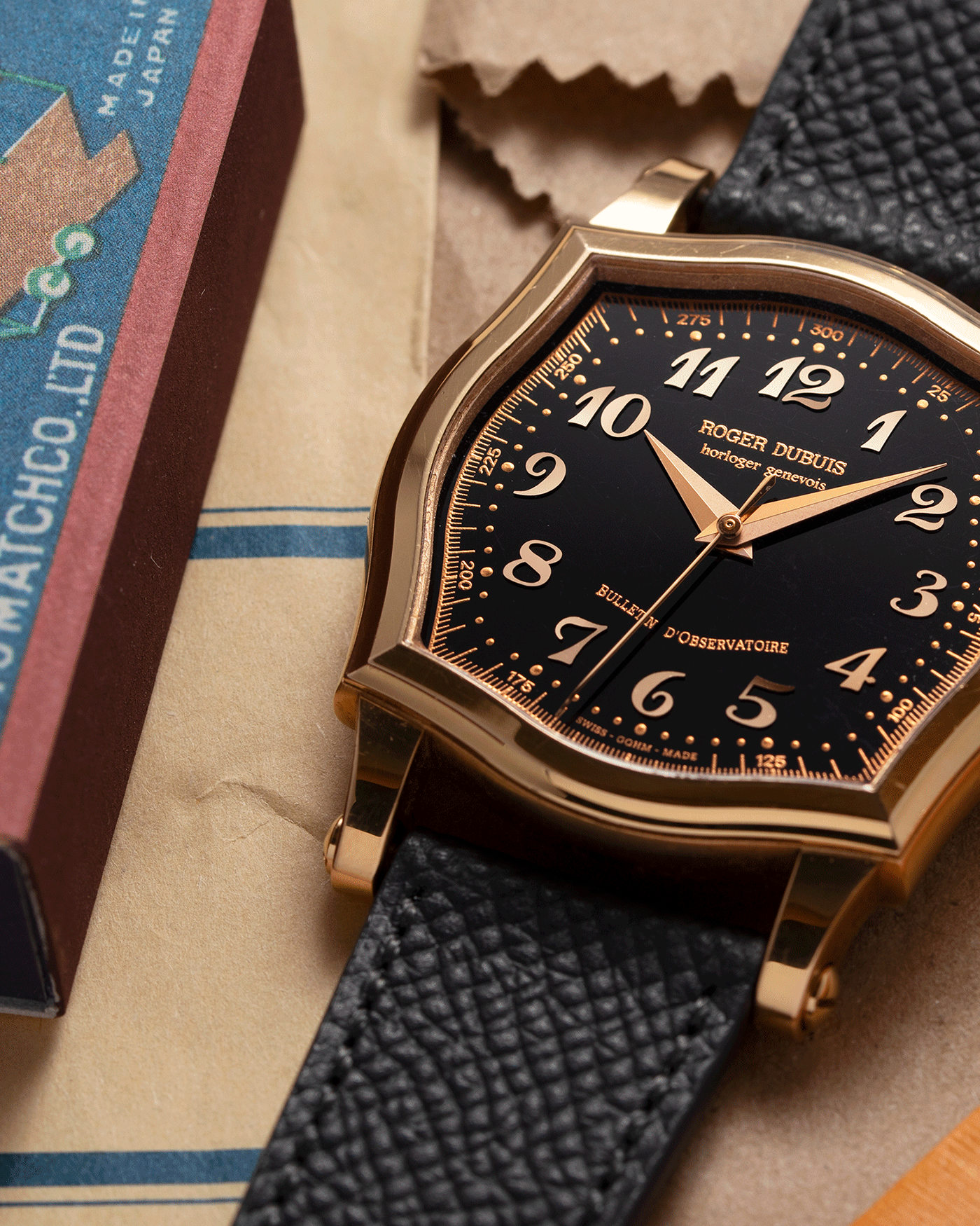 Brand: Roger Dubuis Year: 2000’s Model: Sympathie 37 Material: 18k Yellow Gold Movement: Cal RD 57 Case Diameter: 37mm Strap: Molequin X S.Song Black Grained Calf