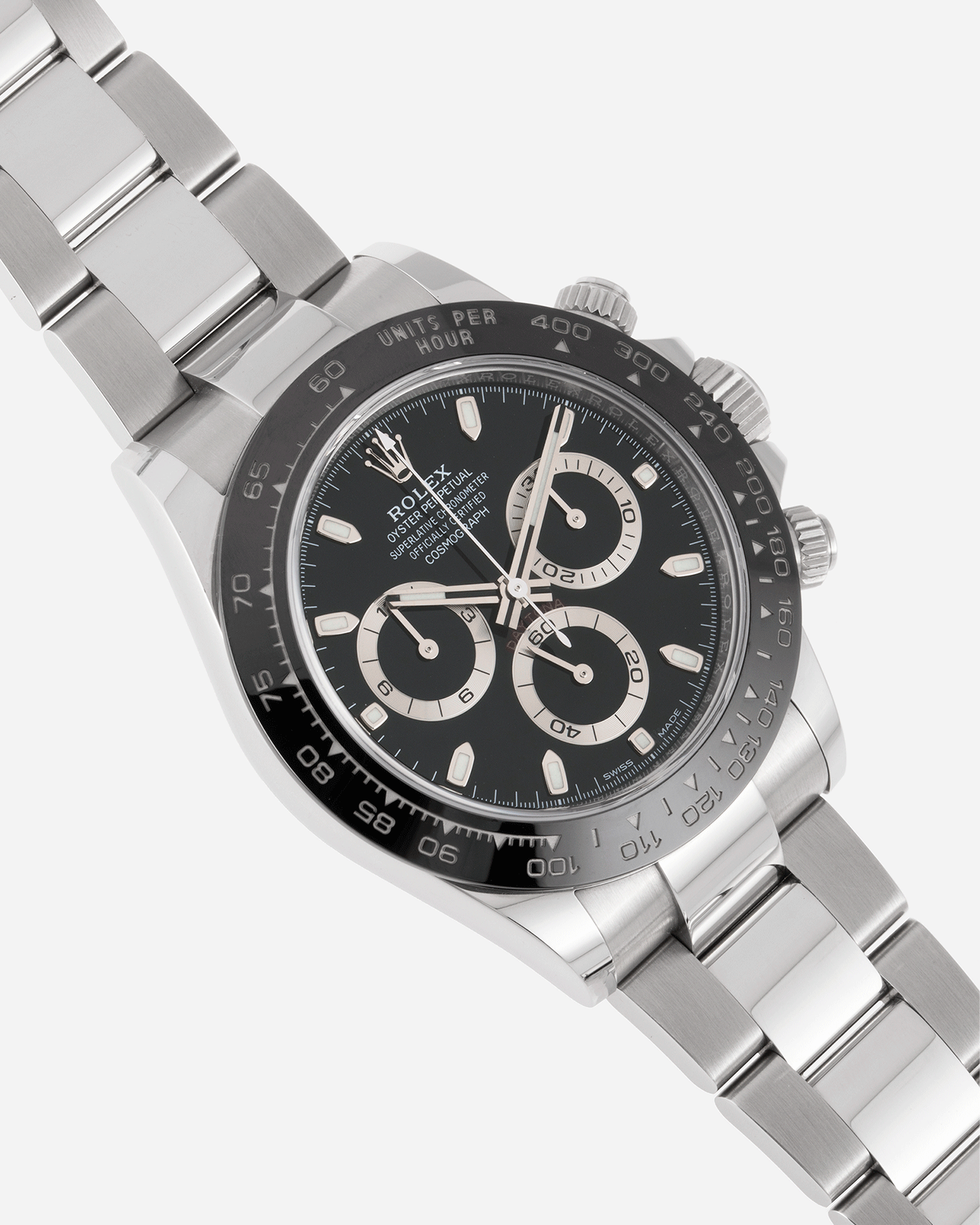 Brand: Rolex Year: 2019 Model: Daytona Reference: 116500 Material: Stainless Steel Movement: Calibre 4130 Case Diameter: 40mm Strap: Stainless Steel Rolex Oyster Bracelet
