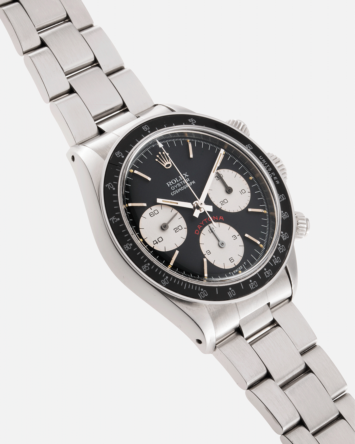 Brand: Rolex Year: 1979 Model: Cosmograph Daytona Reference Number: 6263 Serial Number: 5,8XX,XXX Material: Stainless Steel Movement: Valjoux 727 Case Diameter: 36mm Strap: Rolex 78350 Oyster Bracelet with 571 Endlinks