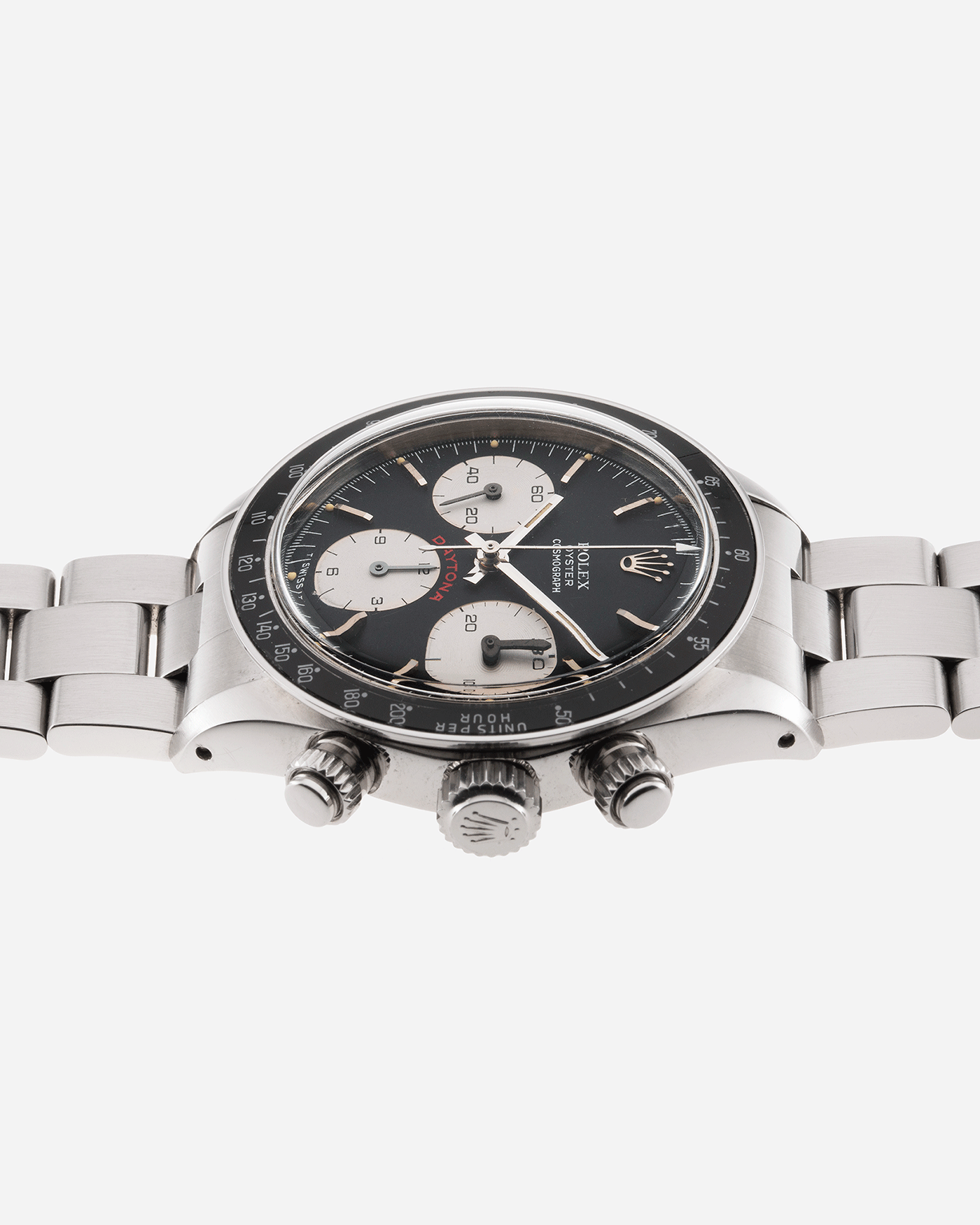Brand: Rolex Year: 1979 Model: Cosmograph Daytona Reference Number: 6263 Serial Number: 5,8XX,XXX Material: Stainless Steel Movement: Valjoux 727 Case Diameter: 36mm Strap: Rolex 78350 Oyster Bracelet with 571 Endlinks