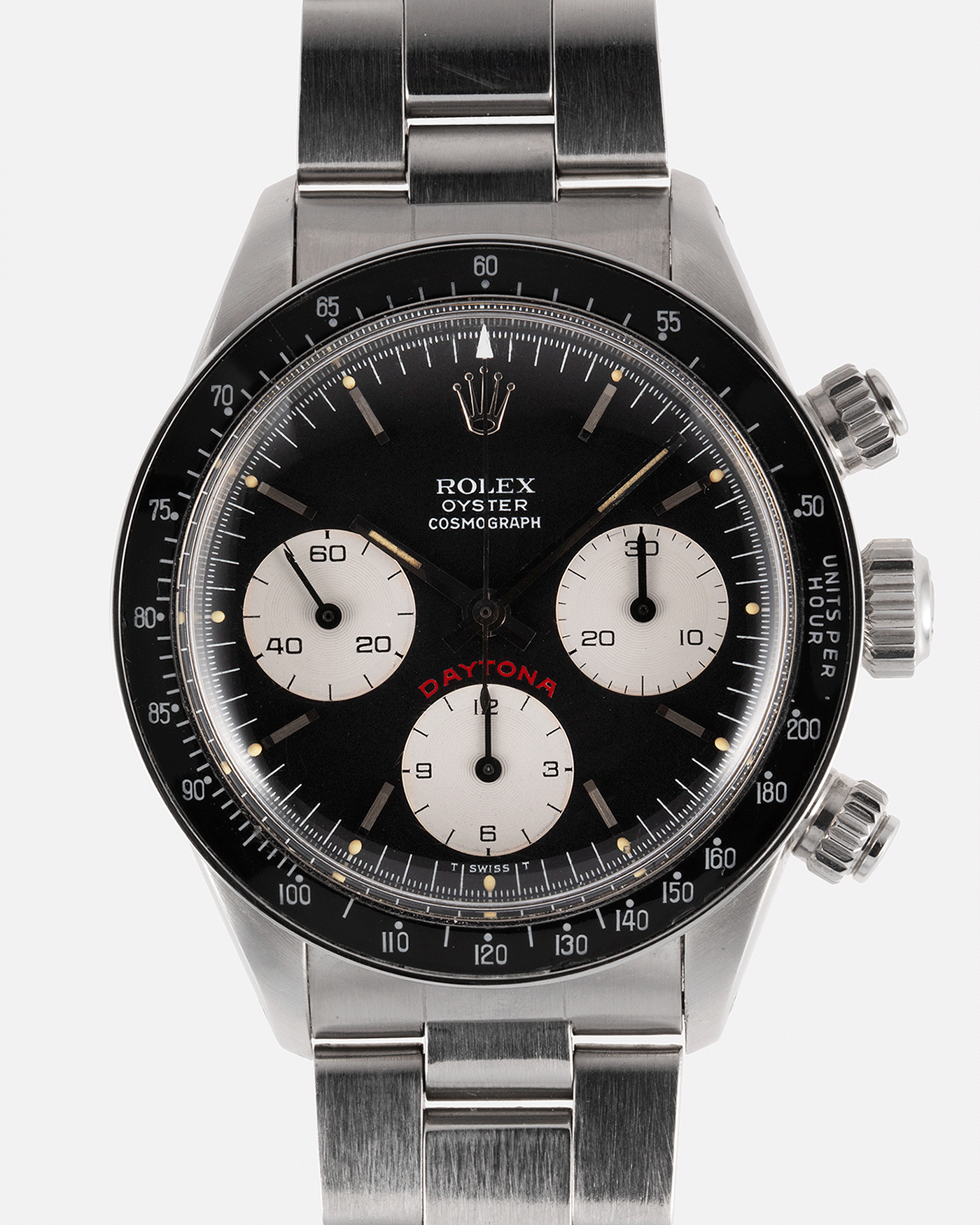 Brand: Rolex Year: 1979 Model: Cosmograph Daytona Reference Number: 6263 Serial Number: 5,8XX,XXX Material: Stainless Steel Movement: Valjoux 727 Case Diameter: 36mm Strap: Rolex 78350 Oyster Bracelet with 571 Endlinks