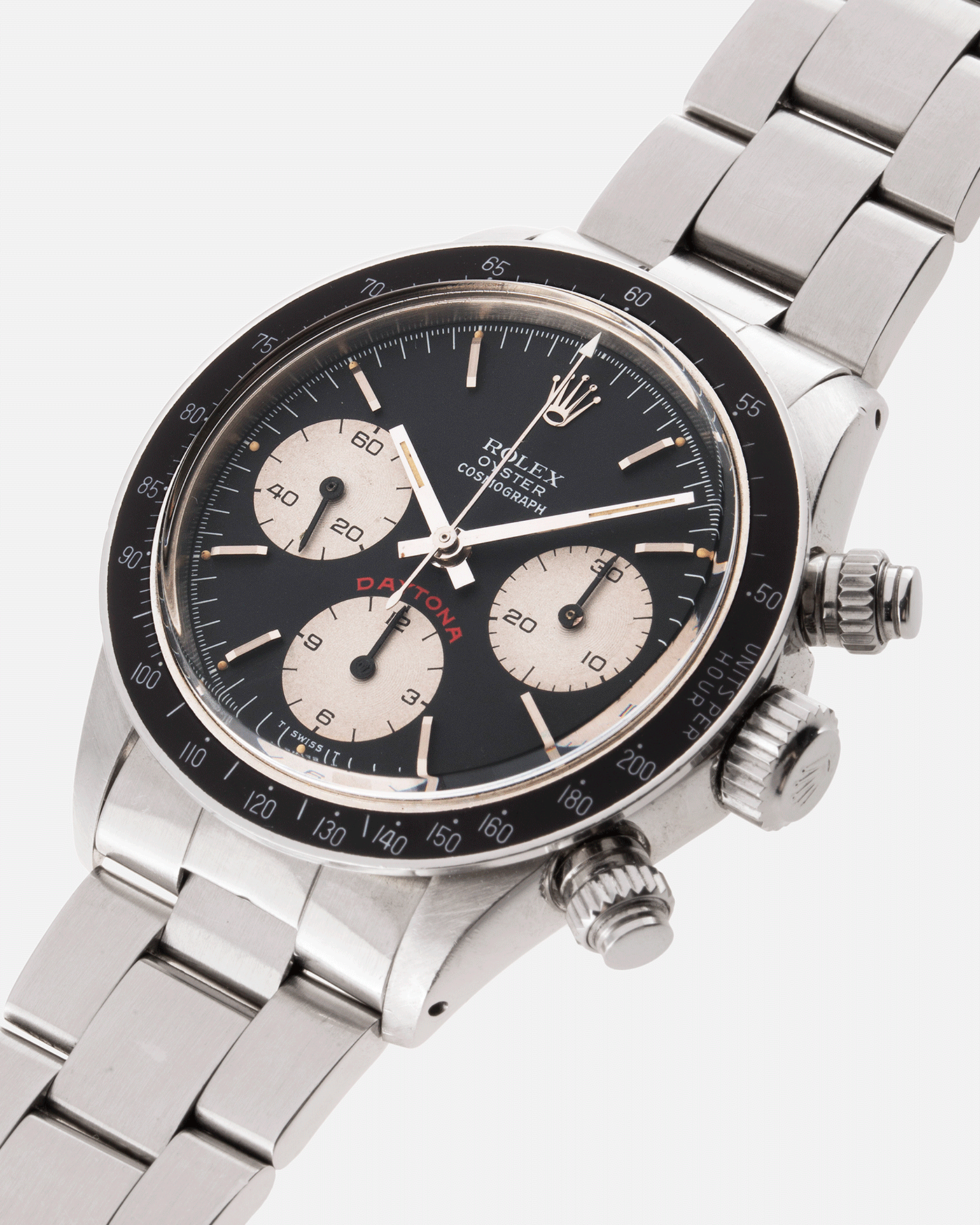 Brand: Rolex Year: 1985 Model: Cosmograph Daytona Reference Number: 6263 Serial Number: 8,7XXX,XXX Material: Stainless Steel Movement: Valjoux 727 Case Diameter: 36mm Strap: Rolex 78350 Oyster Bracelet with 571 Endlinks