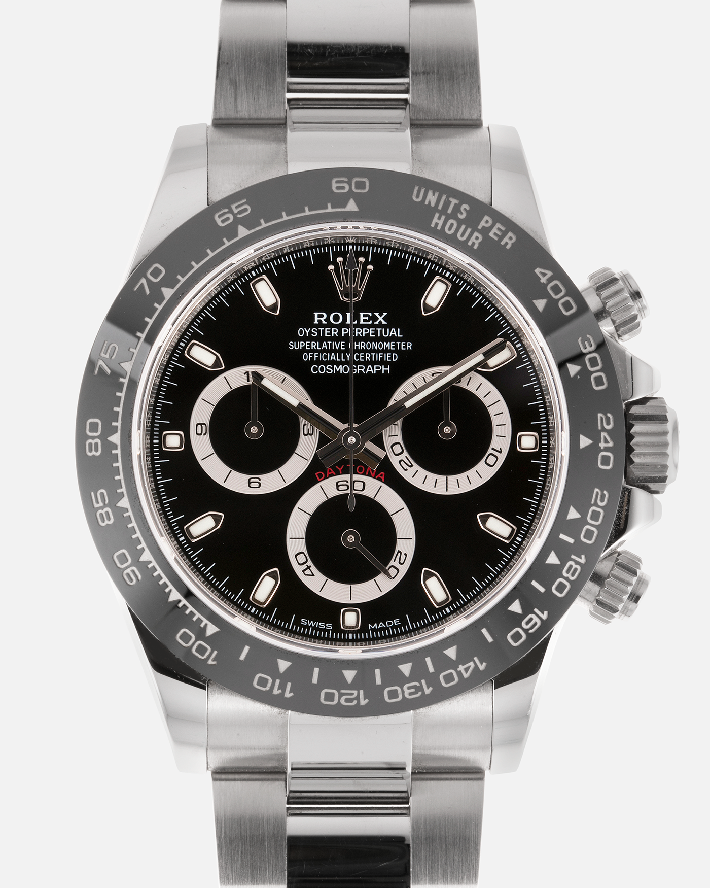 Brand: Rolex Year: 2016 Model: Daytona Reference: 116500 Material: Stainless Steel Movement: Calibre 4130 Case Diameter: 40mm Strap: Stainless Steel Rolex Oyster Bracelet