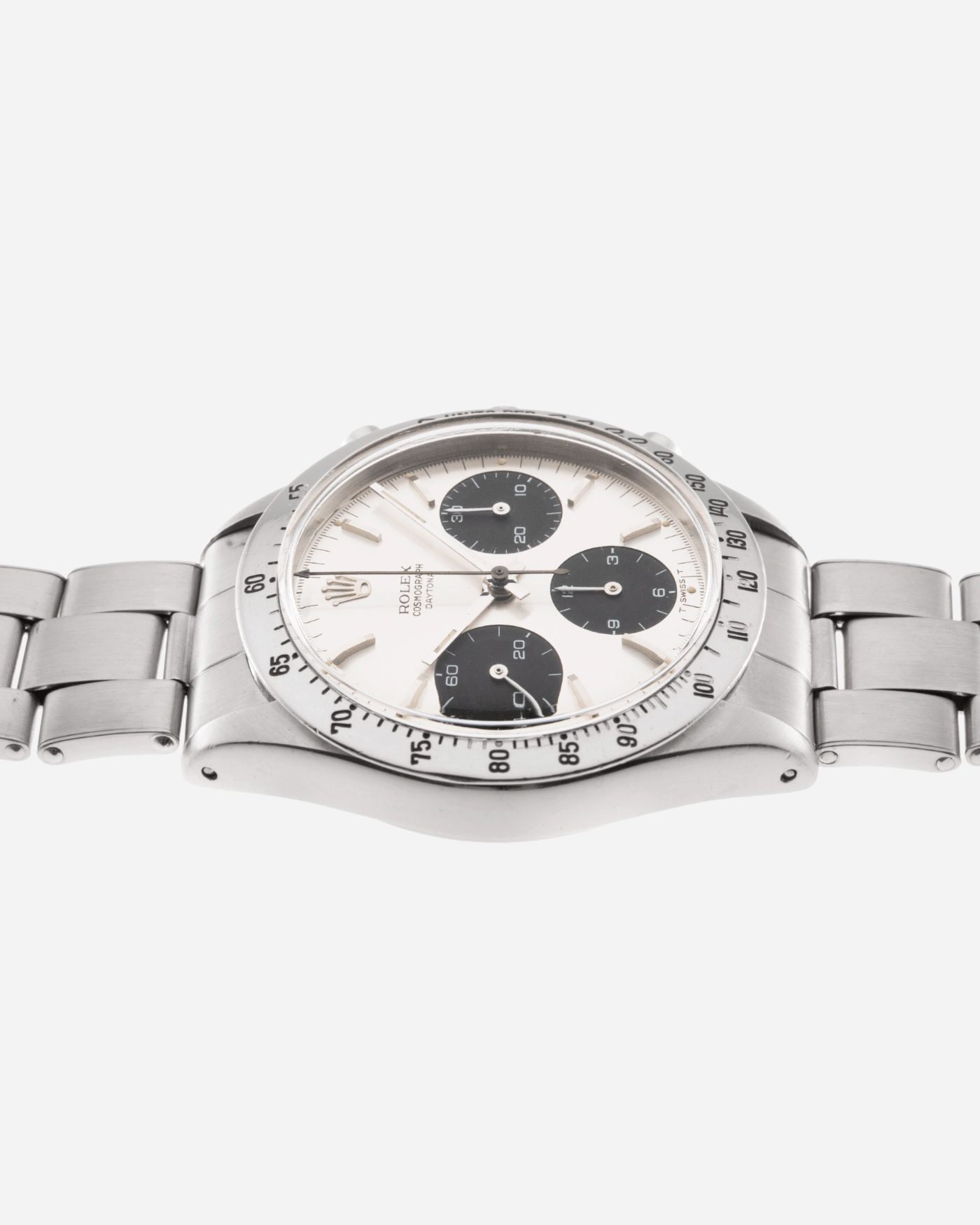 Brand: Rolex Year: 1966 Model: Cosmograph Daytona Reference Number: 6239 Serial Number: 1,4XX,XXX Material: Stainless Steel Movement: Valjoux 72 Case Diameter: 36.5mm Strap: Rolex 7205 Folded Oyster Bracelet with 57 Endlinks, Stamped 4.66