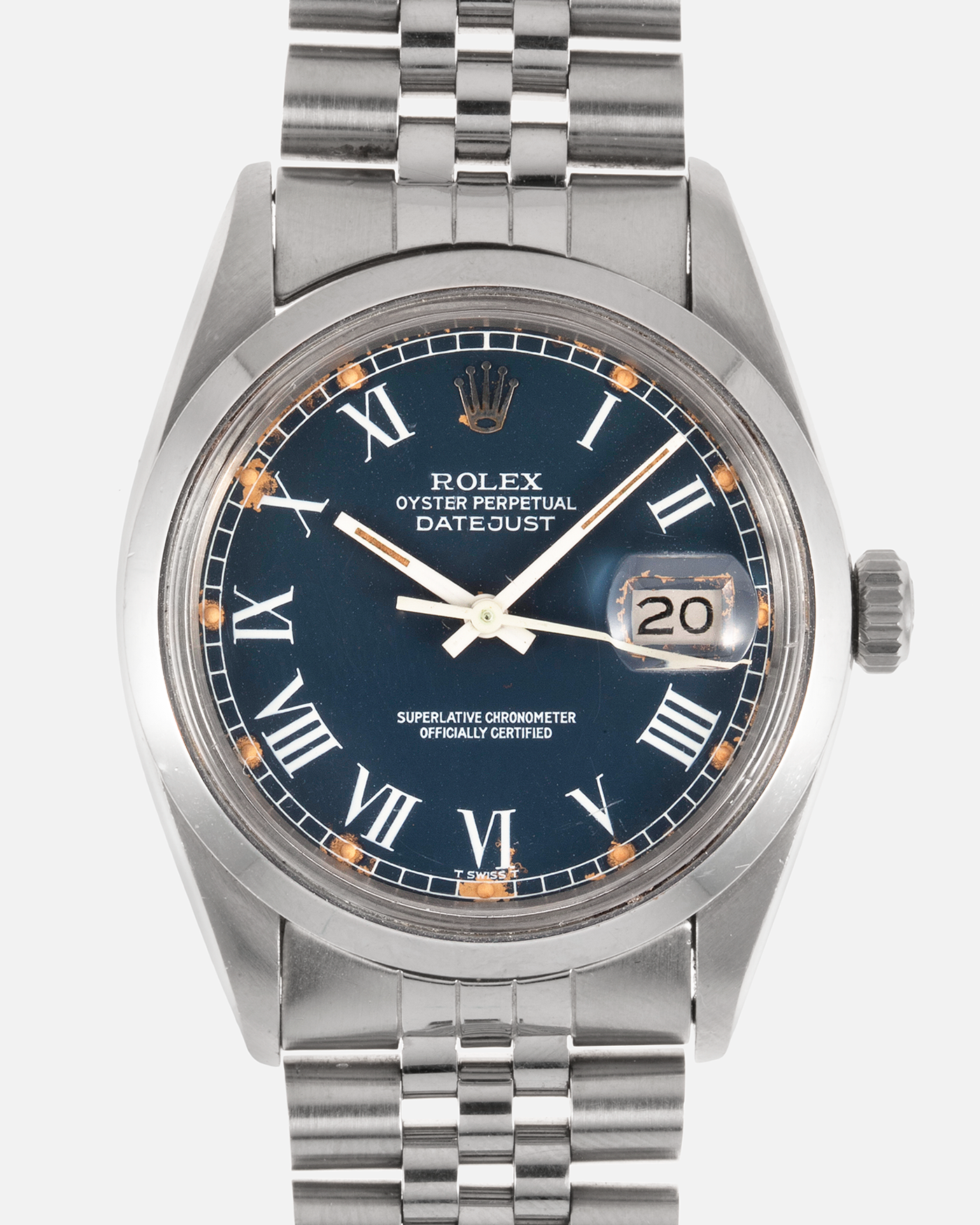 Brand: Rolex Year: 1980 Model: Datejust Reference Number: 16000 Serial Number: 60XXXXX Material: Stainless Steel Movement: Cal. 3035, Self-Winding Case Diameter: 36mm Lug Width: 20mm Bracelet/Strap: Rolex Stainless Steel 62510 Bracelet with 555 End Links