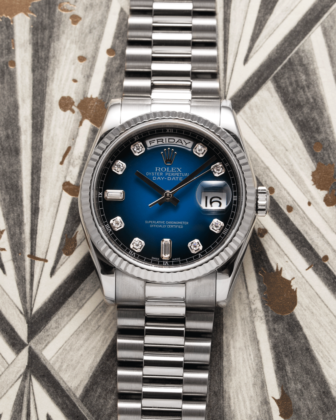 Rolex day date discount blue diamond dial