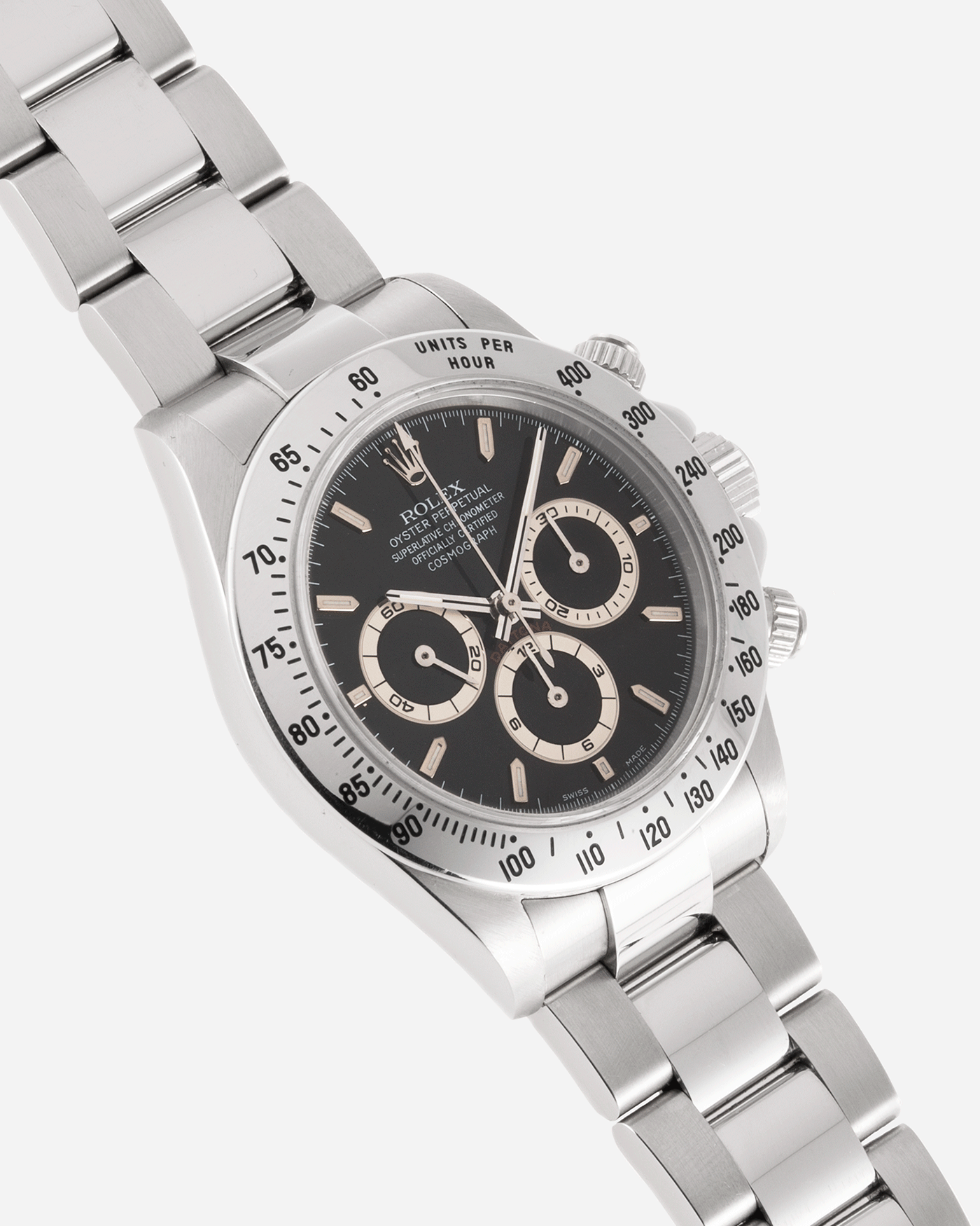 Brand: Rolex Year: 2000 Model: Cosmograph Daytona Reference Number: 16520 Material: Stainless Steel Movement: Rolex Zenith El Primero Caliber 4030  Case Diameter: 40mm Bracelet: Stainless Steel Rolex Oyster Bracelet