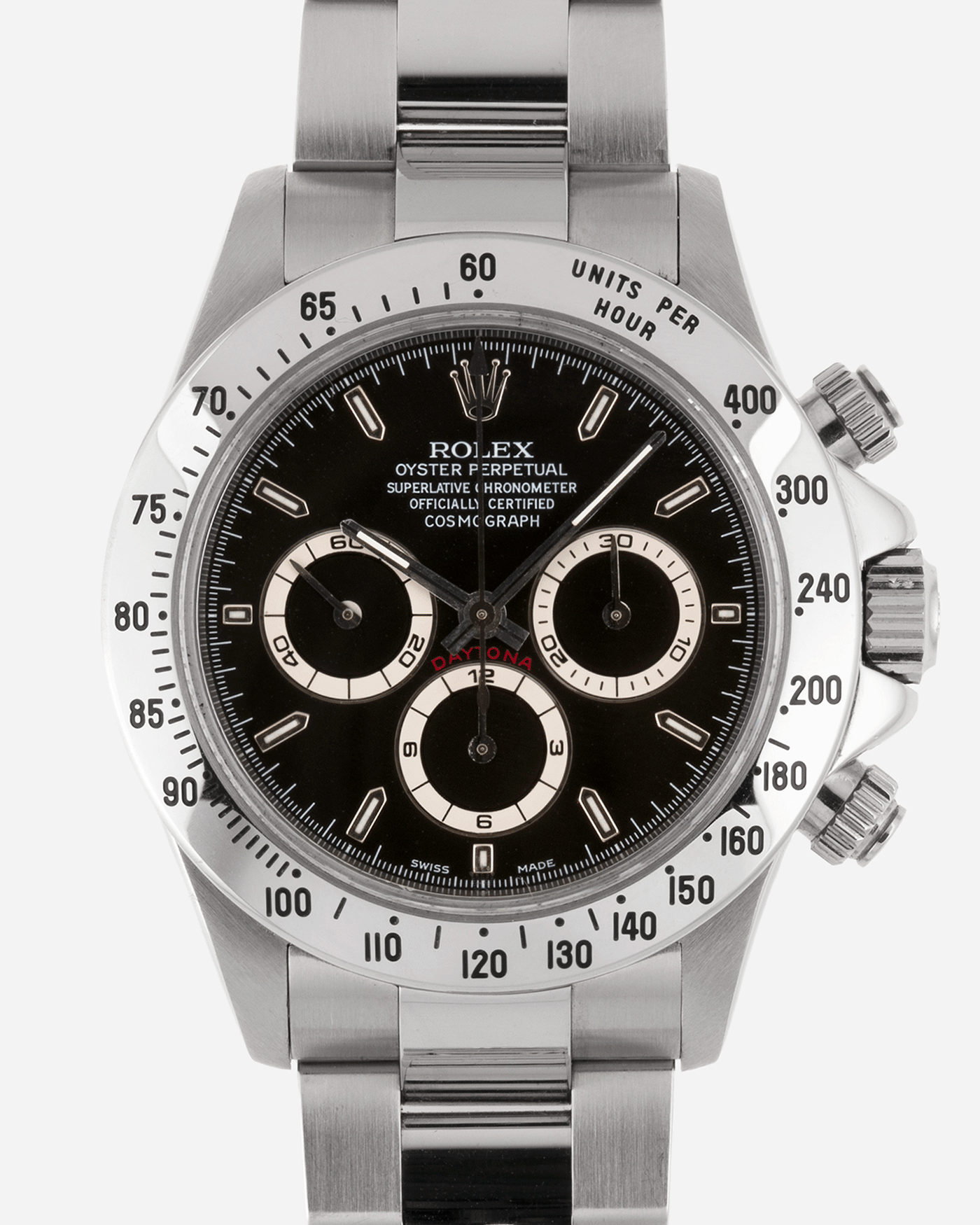 Brand: Rolex Year: 2000 Model: Cosmograph Daytona Reference Number: 16520 Material: Stainless Steel Movement: Rolex Zenith El Primero Caliber 4030  Case Diameter: 40mm Bracelet: Stainless Steel Rolex Oyster Bracelet