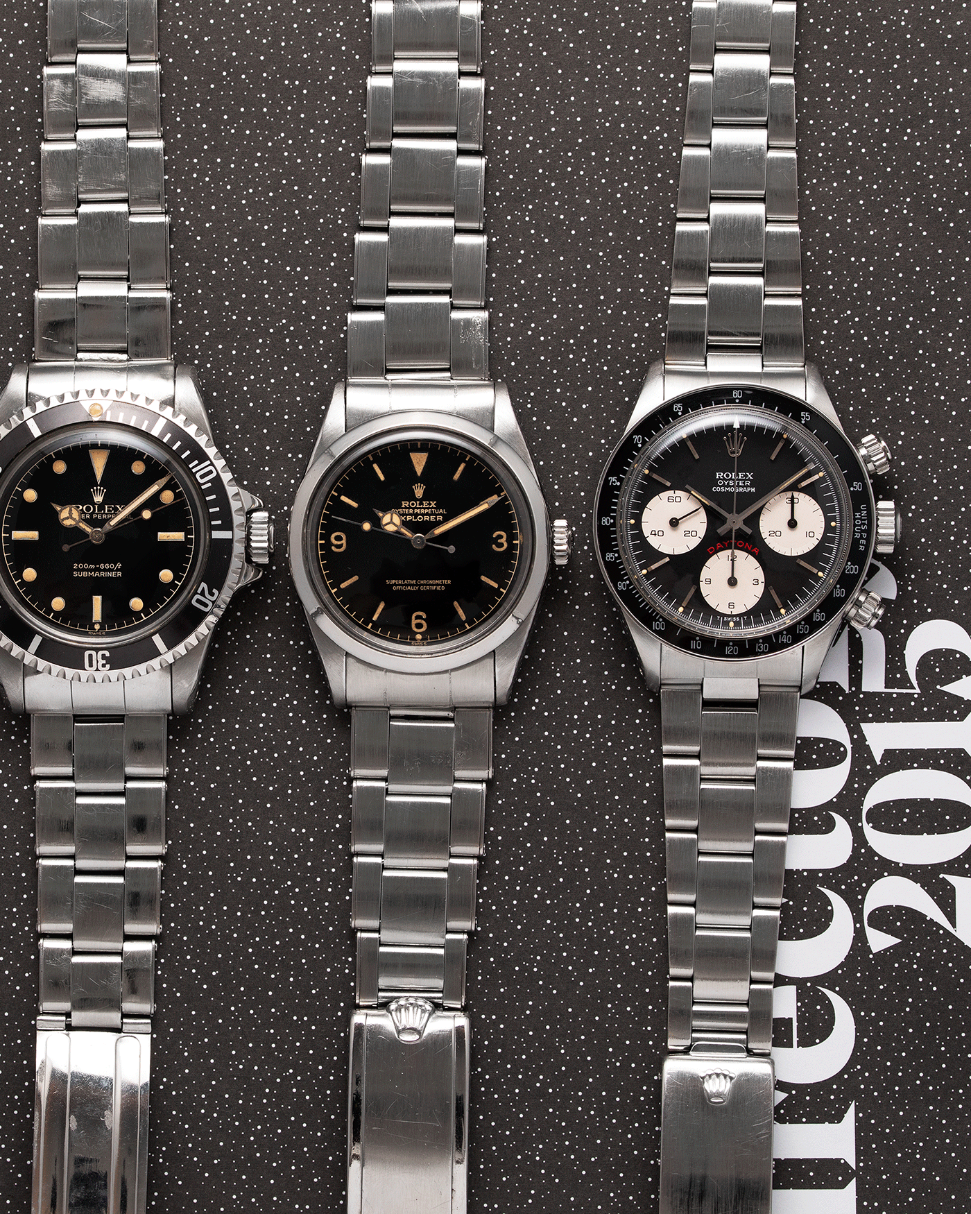 Brand: Rolex Year: Circa 1962 Model: Explorer Reference Number: 1016 Serial Number: 74XXXX Material: Stainless Steel Movement: Cal. 1560 Case Diameter: 36mm Lug Width: 20mm Bracelet/Strap: Rolex 7206 Rivet Bracelet with 58 end links dated 4.62