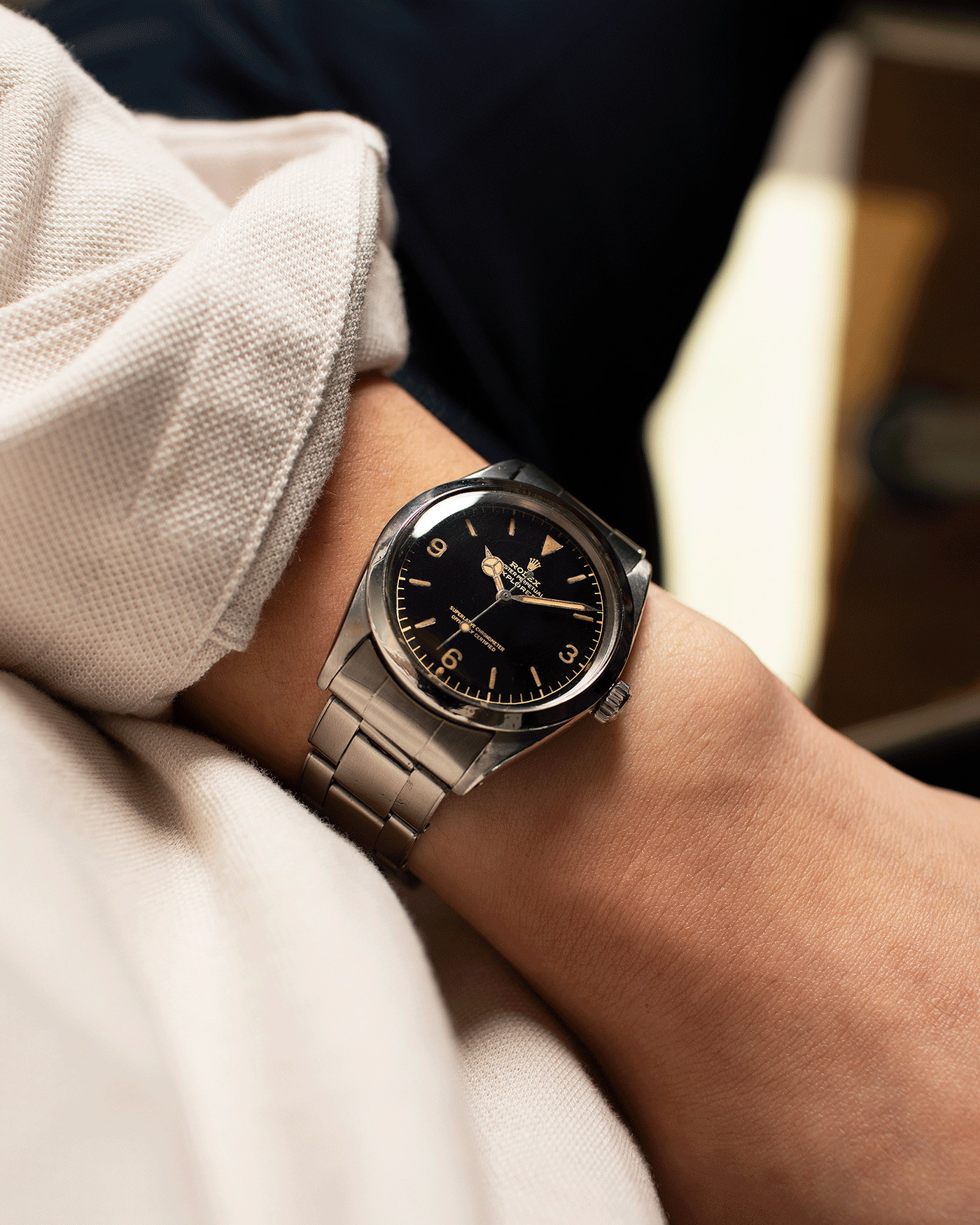 Brand: Rolex Year: Circa 1962 Model: Explorer Reference Number: 1016 Serial Number: 74XXXX Material: Stainless Steel Movement: Cal. 1560 Case Diameter: 36mm Lug Width: 20mm Bracelet/Strap: Rolex 7206 Rivet Bracelet with 58 end links dated 4.62