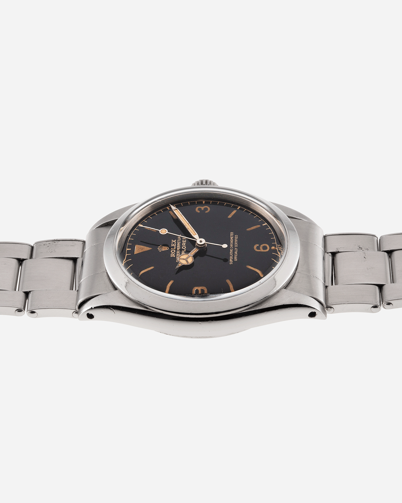 Brand: Rolex Year: Circa 1962 Model: Explorer Reference Number: 1016 Serial Number: 74XXXX Material: Stainless Steel Movement: Cal. 1560 Case Diameter: 36mm Lug Width: 20mm Bracelet/Strap: Rolex 7206 Rivet Bracelet with 58 end links dated 4.62