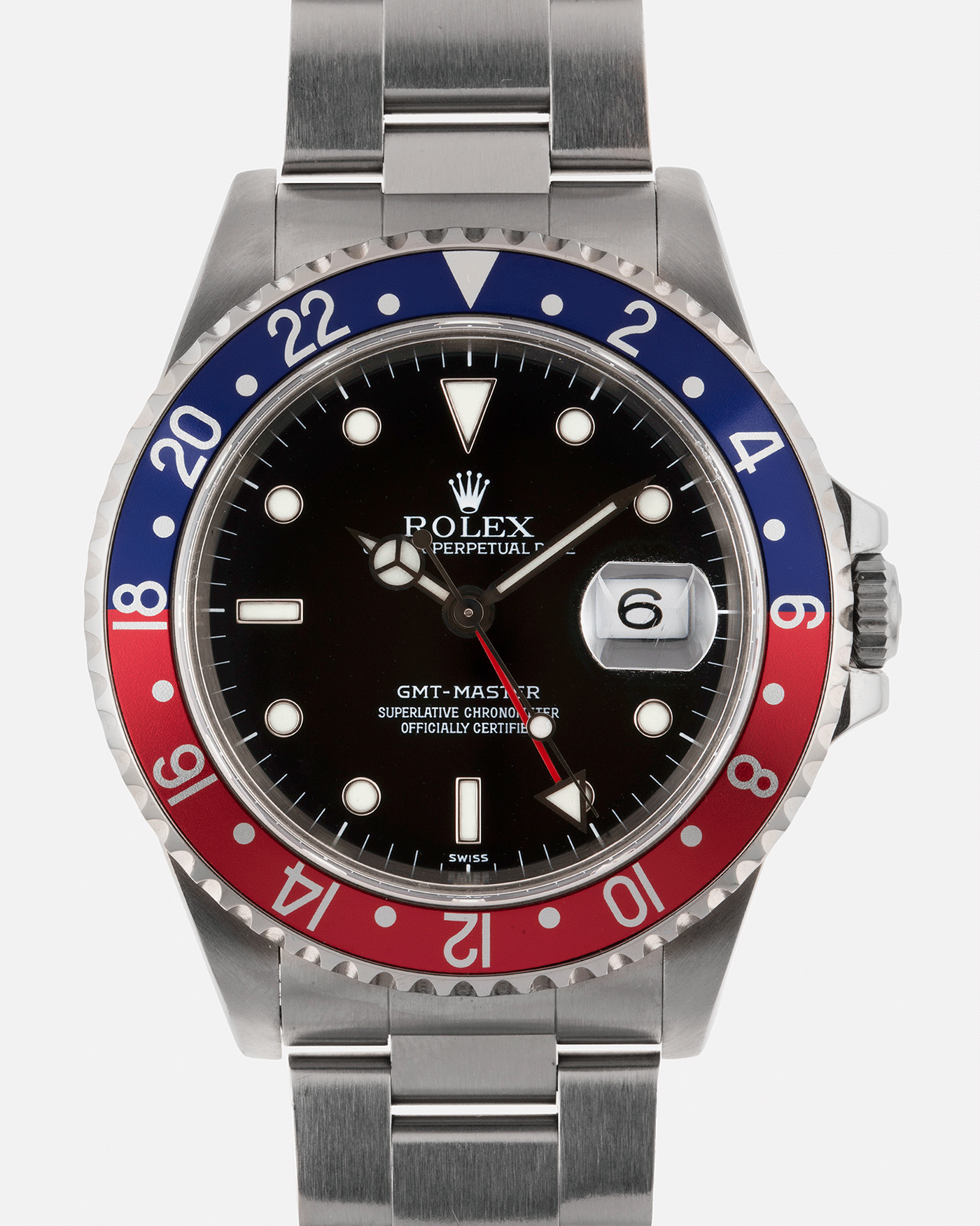 Brand: Rolex Year: 1999 Model: GMT-Master Reference Number: 16700 Serial Number: U Serial Material: Stainless Steel Movement: Cal. 3175 Case Diameter: 40mm Lug Width: 20mm Bracelet: Rolex 78790 Bracelet with 501B Endlinks