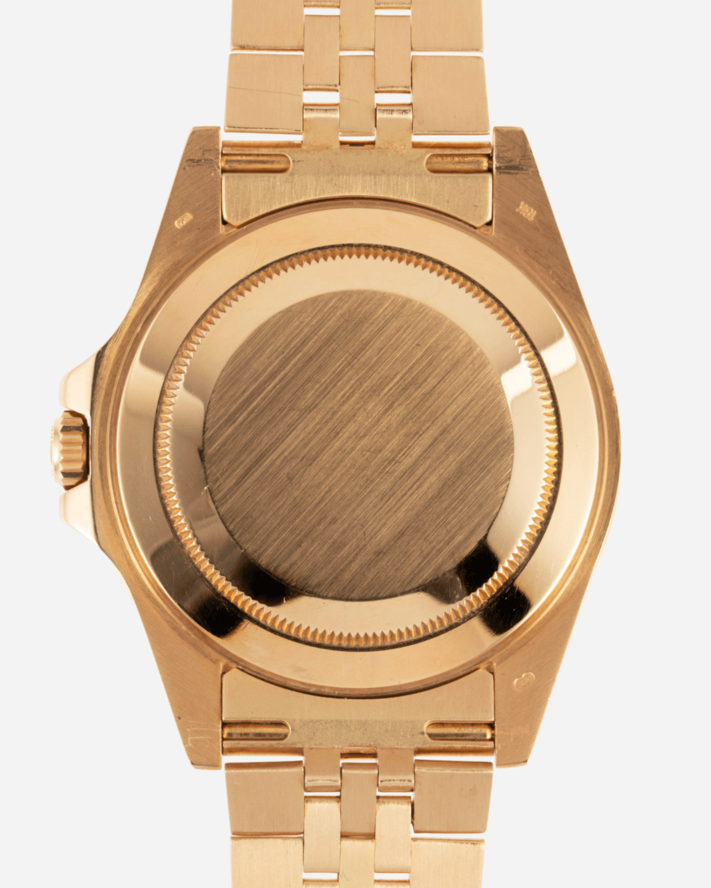 Brand: Rolex Year: 1990 Model: GMT-Master Reference Number: 167187 Serial Number: E Serial Material: 18k Yellow Gold Movement: Cal. 3185 Case Diameter: 40mm Lug Width: 20mm Strap: 18k Yellow Gold Rolex 8386 Jubilee Bracelet with ’47B’ End Links