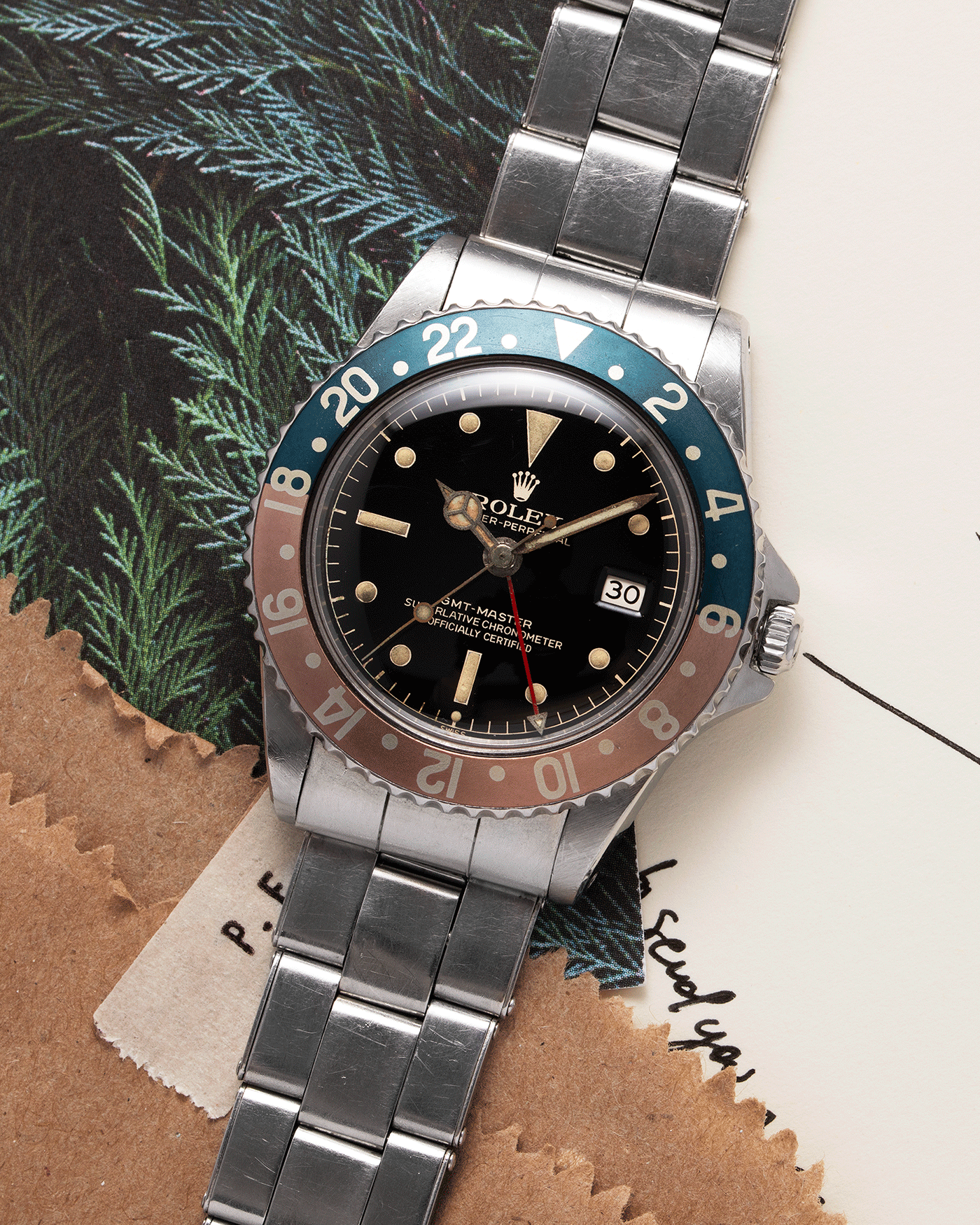 Brand: Rolex Year: 1963 Model: GMT-Master Reference Number: 1675 Serial Number: 87XXXX Material: Stainless Steel Movement: Cal. 1565 Case Diameter: 40mm Lug Width: 20mm Bracelet/Strap: Stainless Steel Rolex C&I Riveted Elastic Bracelet