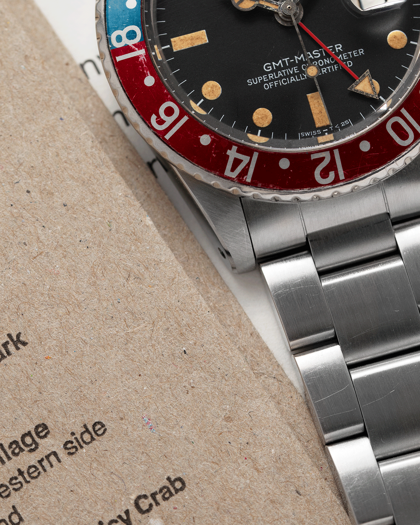 Brand: Rolex Year: 1977 Model: GMT-Master Reference Number: 1675 Serial Number: 519XXXX Material: Stainless Steel Movement: Cal. 1570 Case Diameter: 40mm Lug Width: 20mm Bracelet: Rolex 78360 Heavy Oyster Bracelet with 580 Endlinks and ‘A’ Stamp