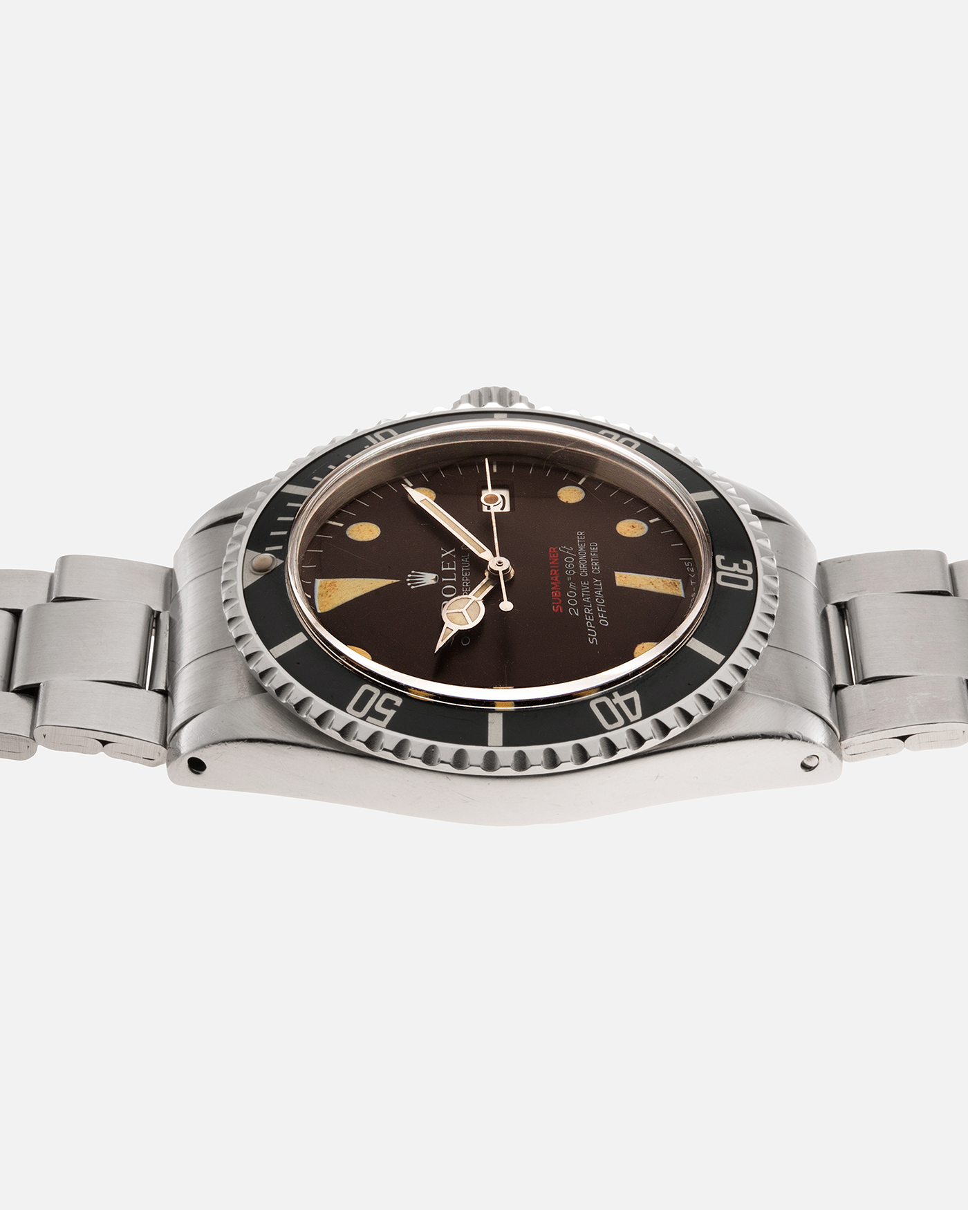 Brand: Rolex Model: Submariner Reference Number: 1680 ‘Red’ Year: 1969 Serail Number: 2.2 Mil Material: Stainless Steel Movement: Cal. 1570 Case Diameter: 40mm Lug Width: 20mm Bracelet/Strap: Rolex 9315 Oyster bracelet with 380 endlinks. 