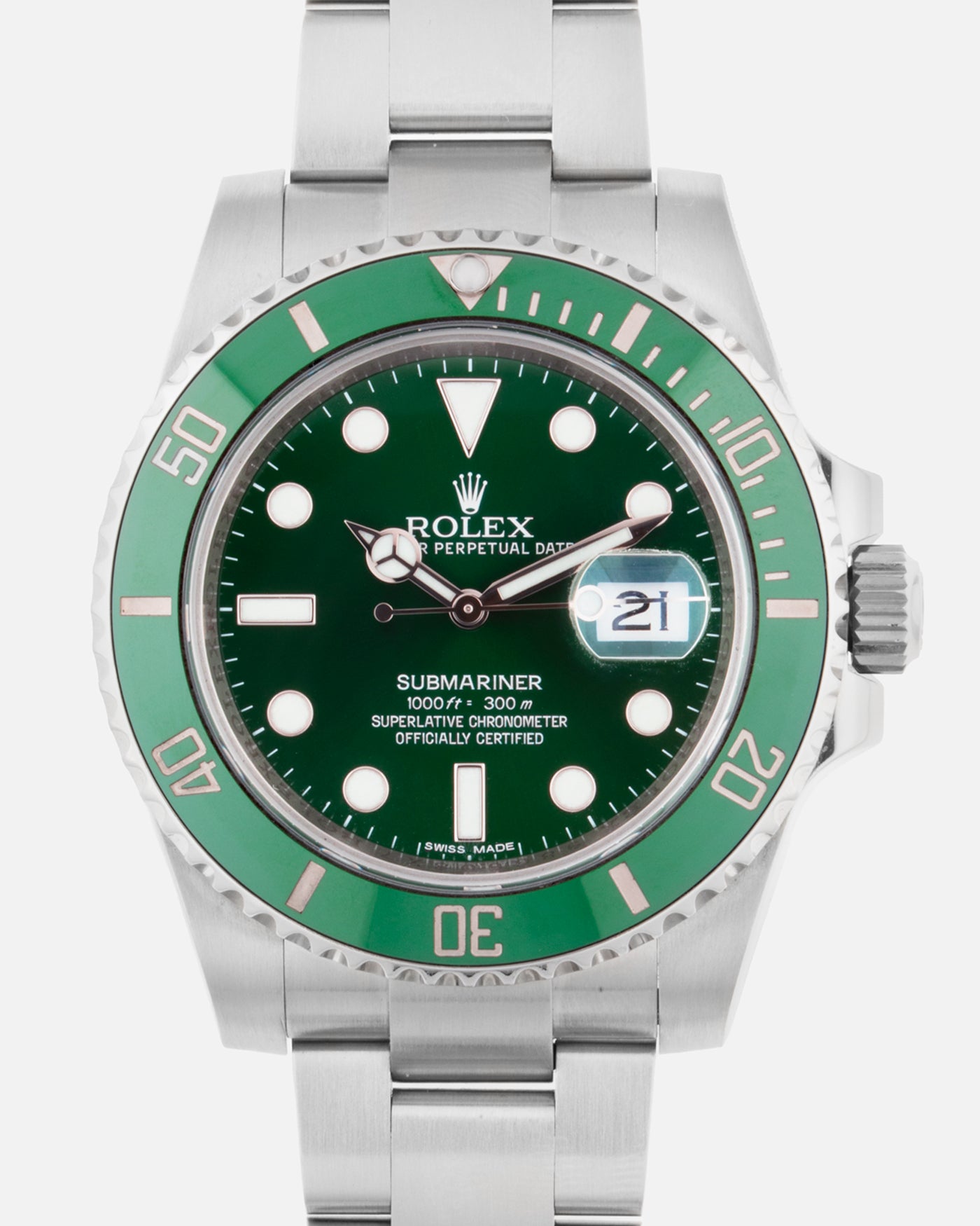 Authentic Used Rolex Submariner Hulk 116610LV Watch (10-10-ROL-QMT27U)