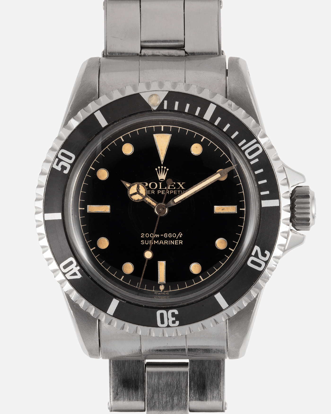 Brand: Rolex Model: Submariner Reference Number: 5512 Serial Number: 69XXXX Year: 1961 Material: Stainless Steel Movement: Cal. 1530 Case Diameter: 40mm Lug Width: 20mm Bracelet/Strap: Stainless Steel Rolex C&I Bracelet Stamped 74