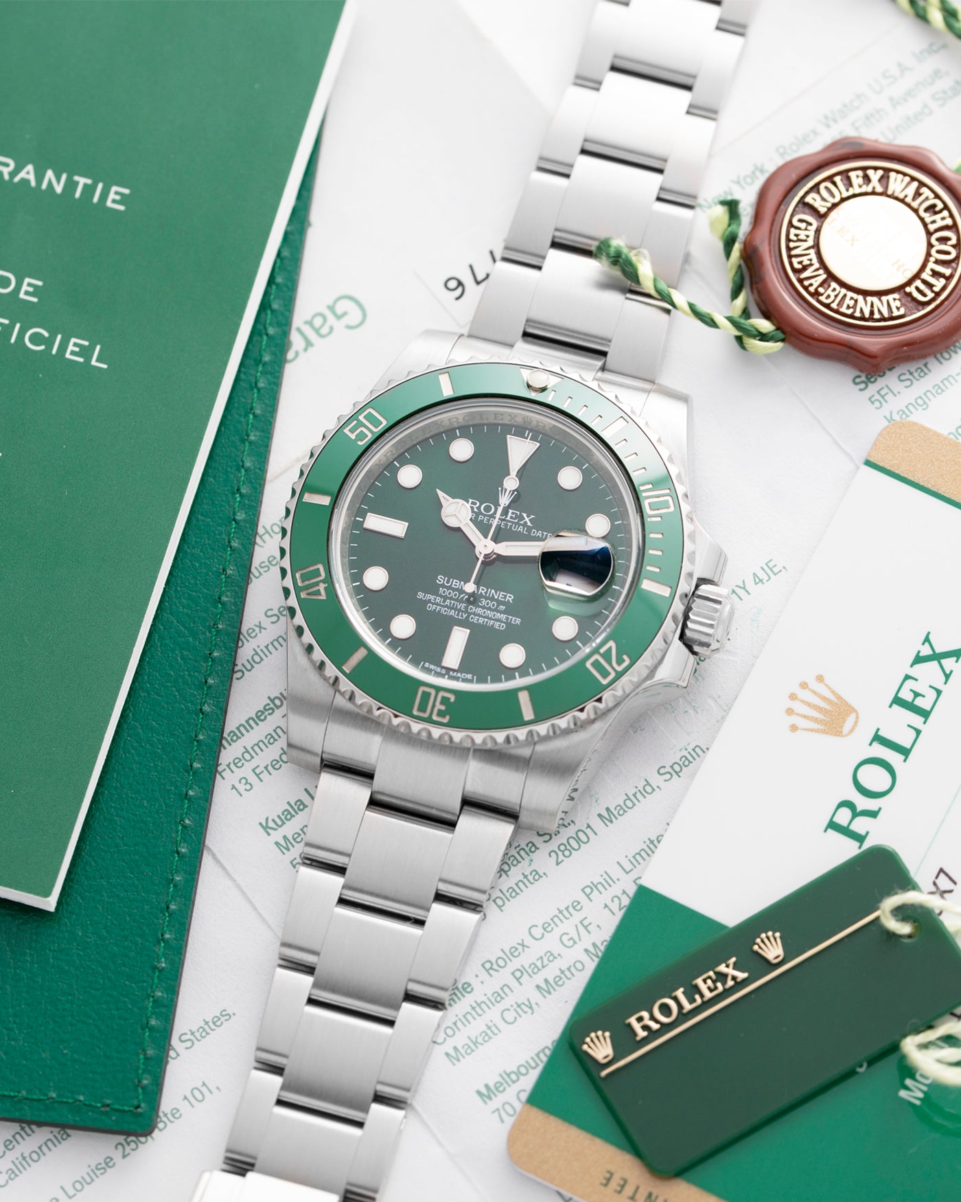 Rolex Submariner Green Dial Stainless Steel Oyster Bracelet Green Ceramic  Bezel Dive Watch 116610LV