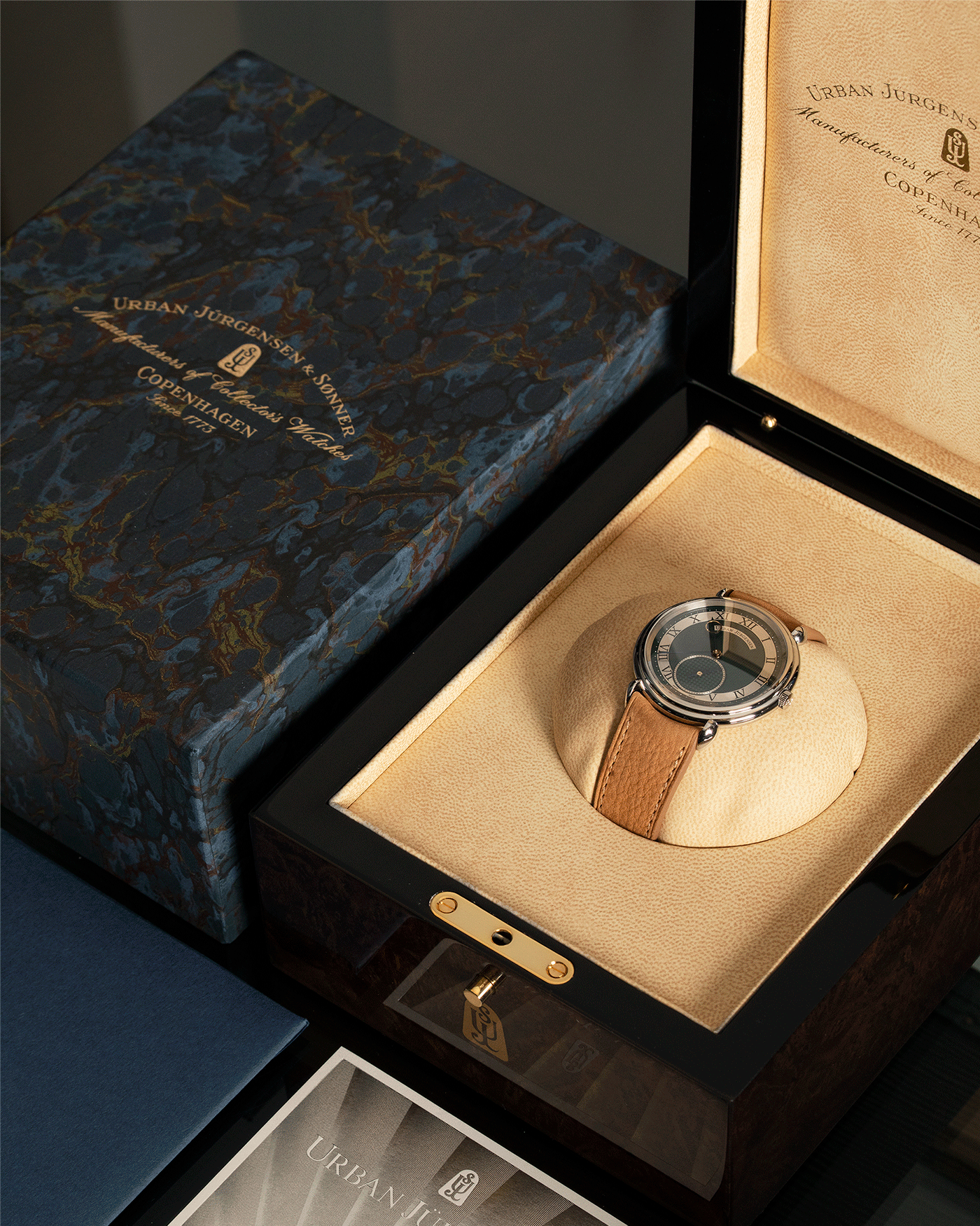 Brand: Urban Jurgensen Year: 2020 Model: Big 8 London Edition Material: Stainless Steel Movement: Frederic Piguet cal. 1160 Case Diameter: 40mm Strap: Chestnut Brown Suede Strap by A Collected Man and Stainless Steel Urban Jurgensen Tang Buckle