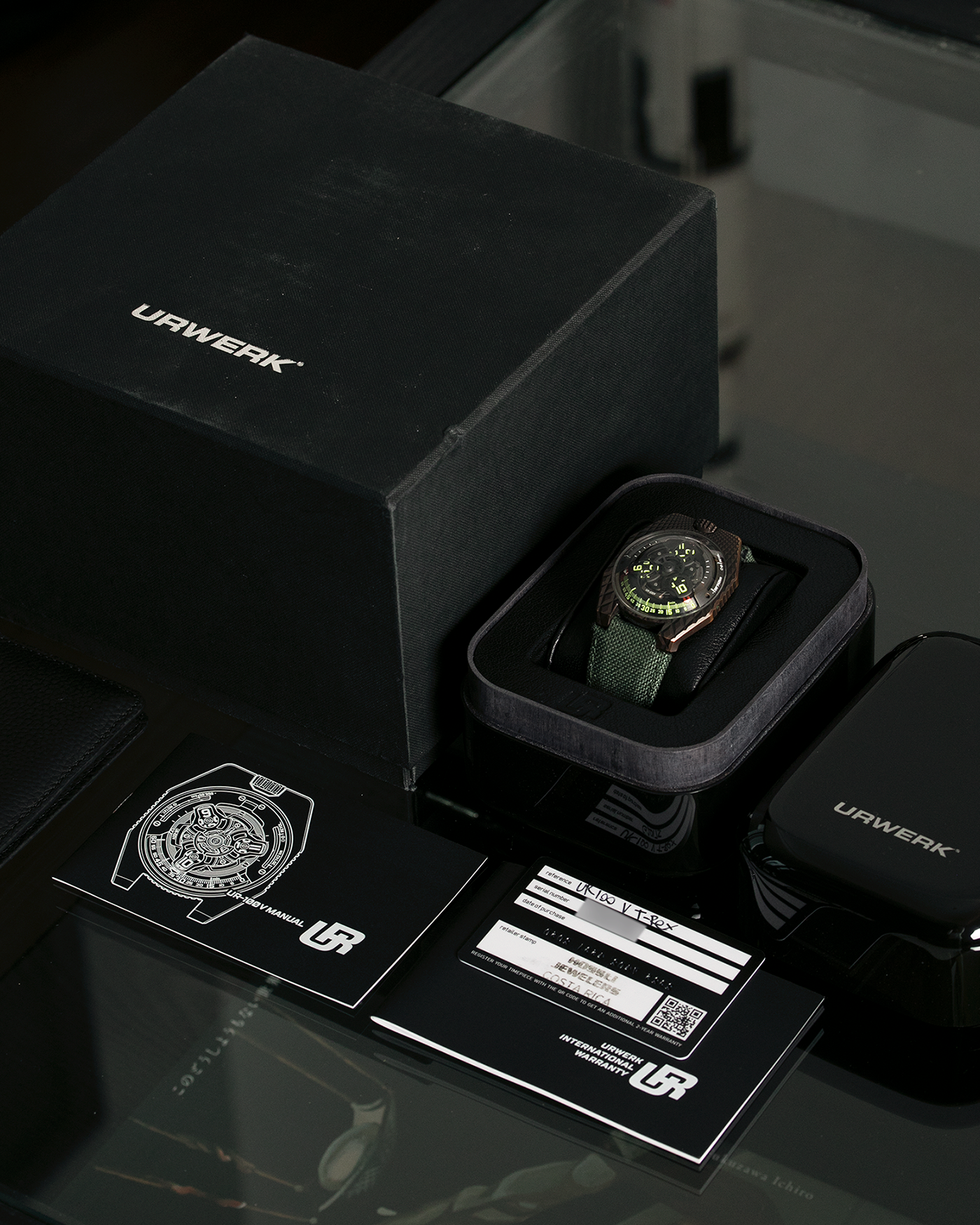 Brand: Urwerk Year: 2021 Model: UR100 T-Rex Material: Bronze Movement: Urwerk Cal. 12.01 Case Diameter: 41mm Bracelet/Strap: Urwerk Army Green Textile Strap