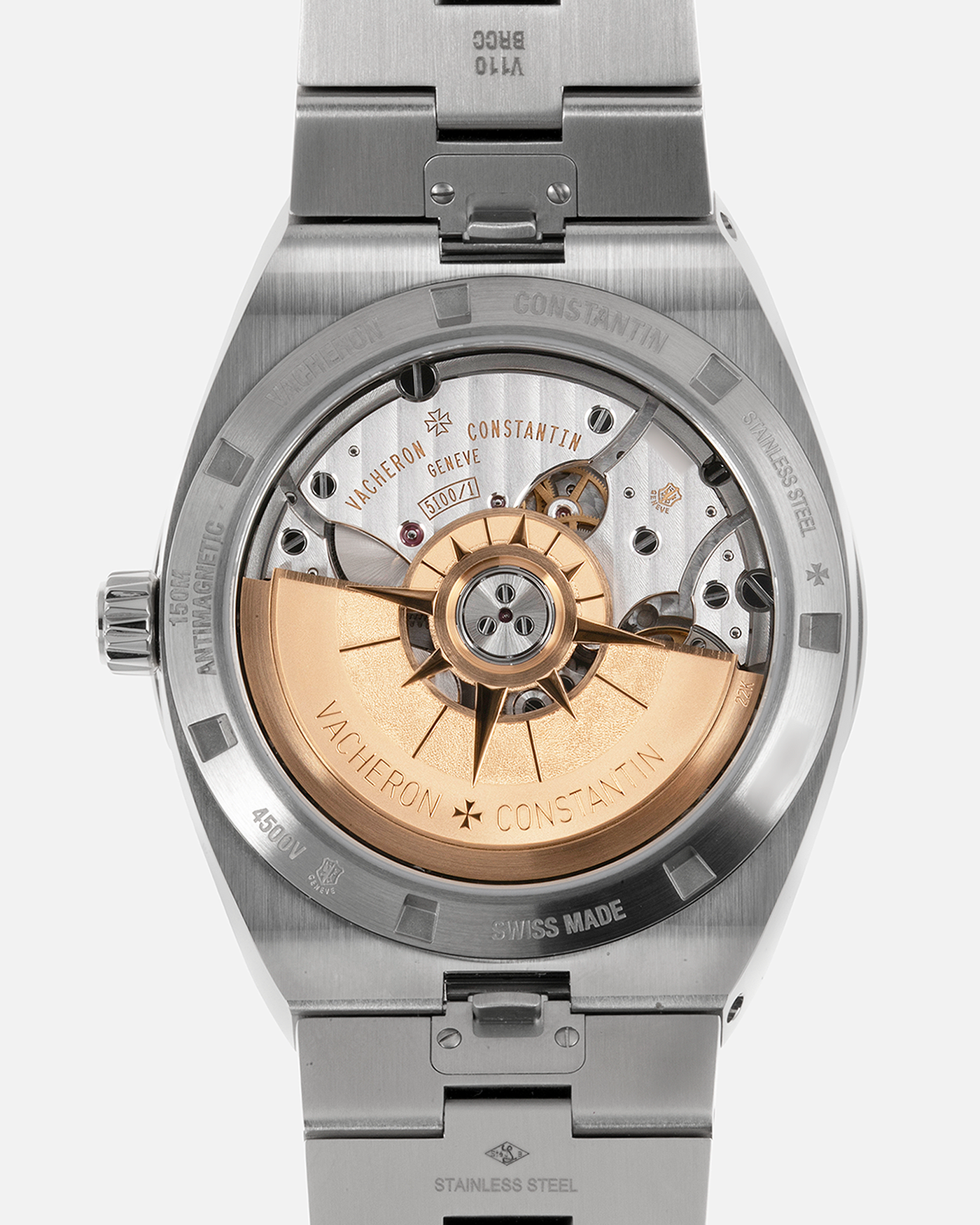 Brand: Vacheron Constantin  Year: 2022 Model: Overseas Reference Number: 4500V Material: Stainless Steel Movement: In-house Self-Winding Cal. 5500 Case Diameter: 41mm Bracelet/Strap: Vacheron Constantin Stainless Steel Integrated Bracelet, Vacheron Constantin Rubber Strap and Alligator Strap with Stainless Steel Buckle. 