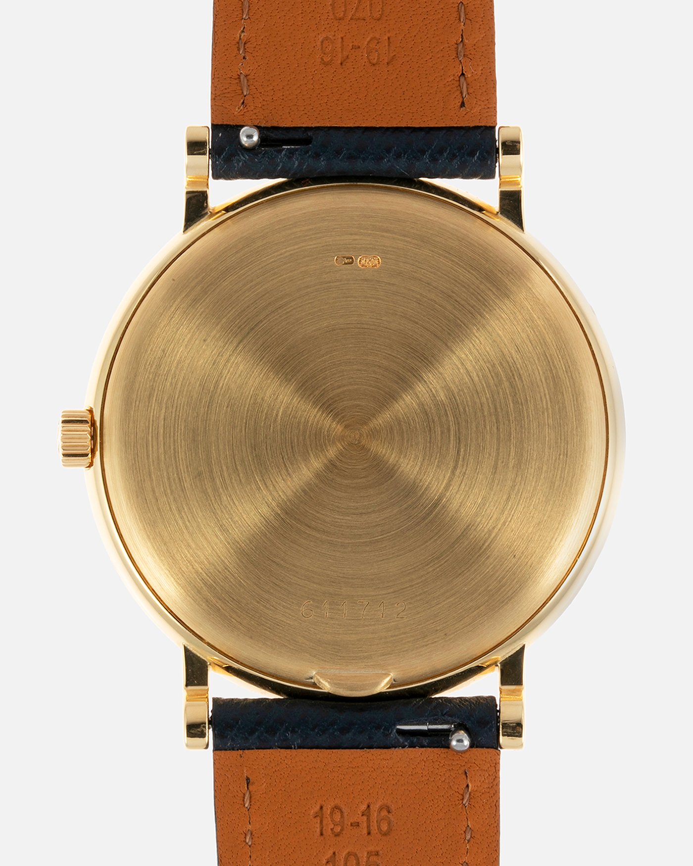 Brand: Vacheron Constantin Year: 1990’s Model: Perpetual Calendar Reference Number: 43031 Material: 18k Yellow Gold Movement: Vacheron Constantin Cal. 1120/2 Case Diameter: 36mm Bracelet: Molequin Navy Blue Texture Calf and Vacheron Constantin Black Alligator with 18k Yellow Gold Tang Buckle